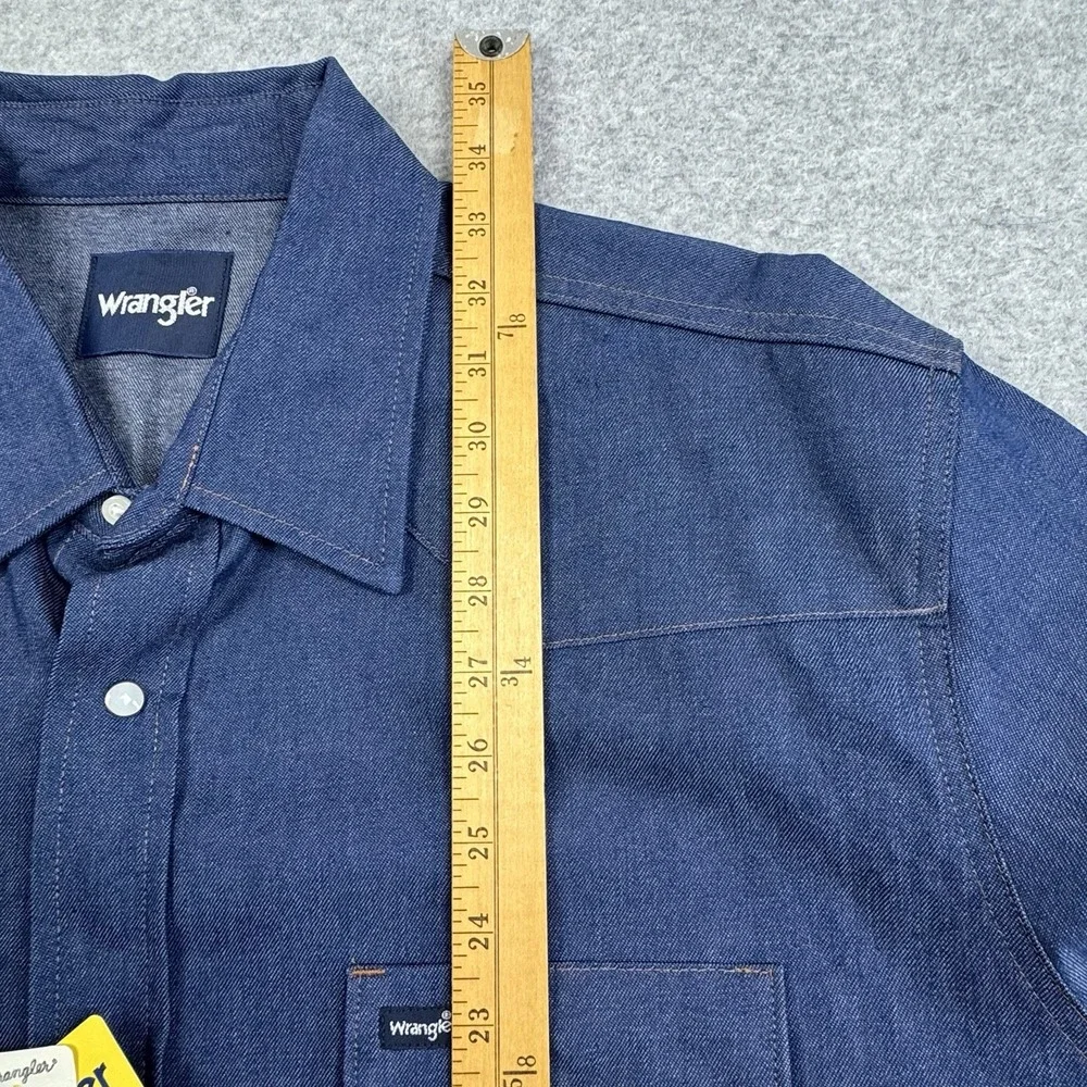 Wrangler Denim Pearl Snap Western Work Shirt Mens 2XL Cowboy Long‎ Sleeve NWT